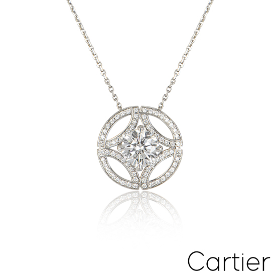 Cartier White Gold Diamond Galanterie de Cartier Pendant N7424173 1.55ct E/VS2
